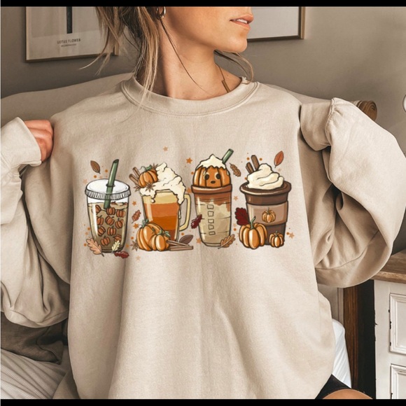 🍂🍁 Fall Gildan Pumpkin Spice Fall Pullover Crewneck Sweatshirt Size Large. - Picture 1 of 5
